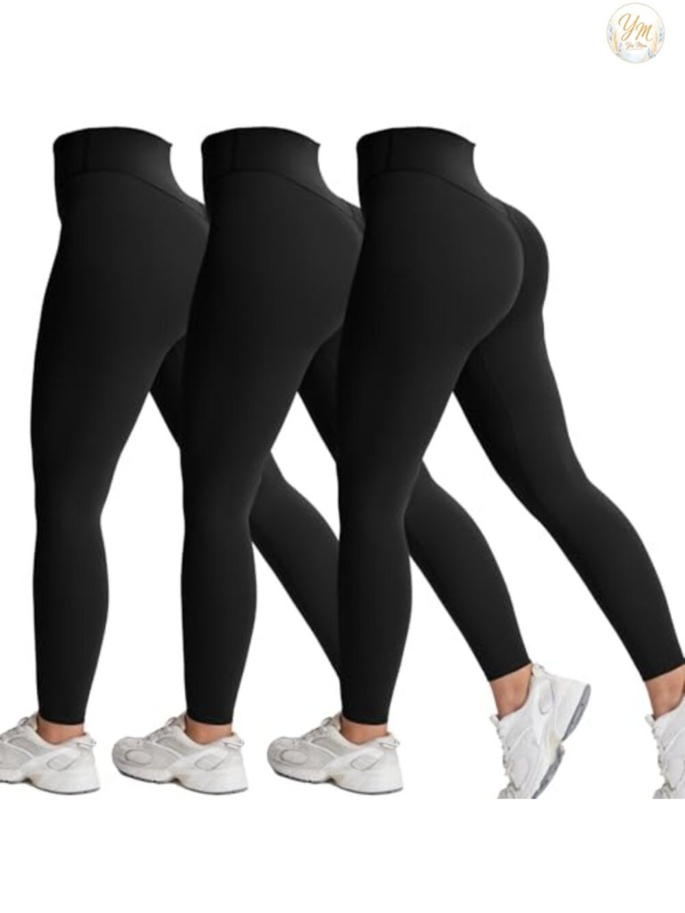 Deep V High Waisted Yoga Leggings 4-Way Stretch Compressive
